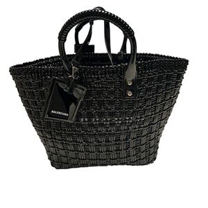 Black Balenciaga XL Bistro Basket Tote